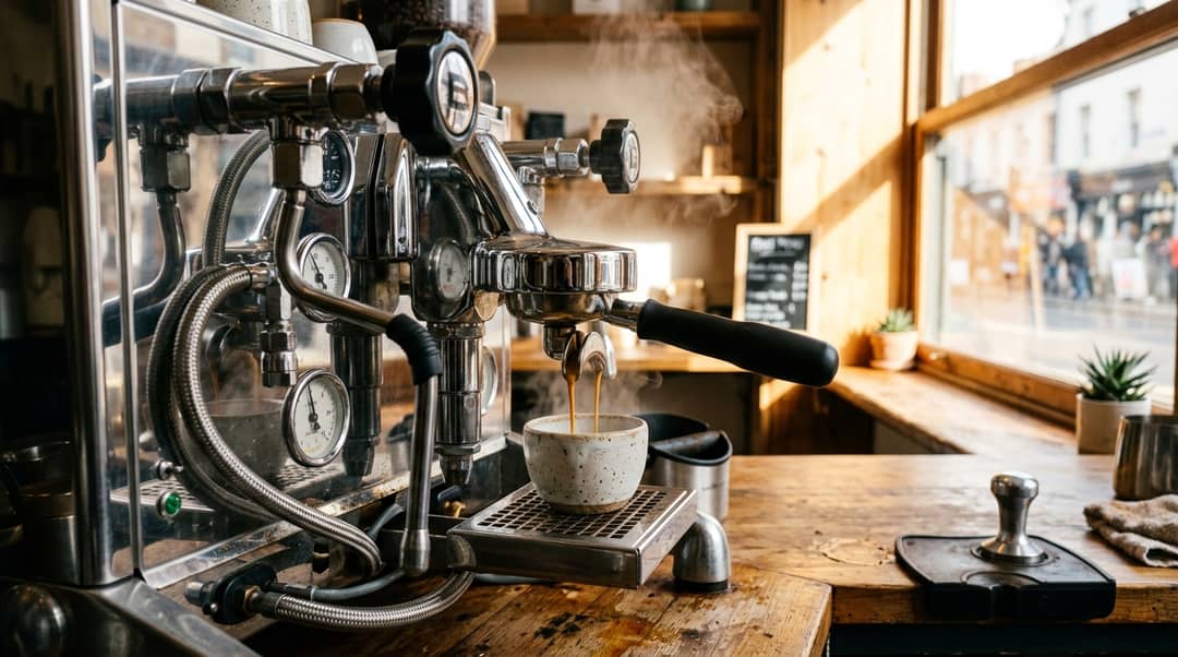 First-Person Barista POV: Espresso Extraction & Steam Wand