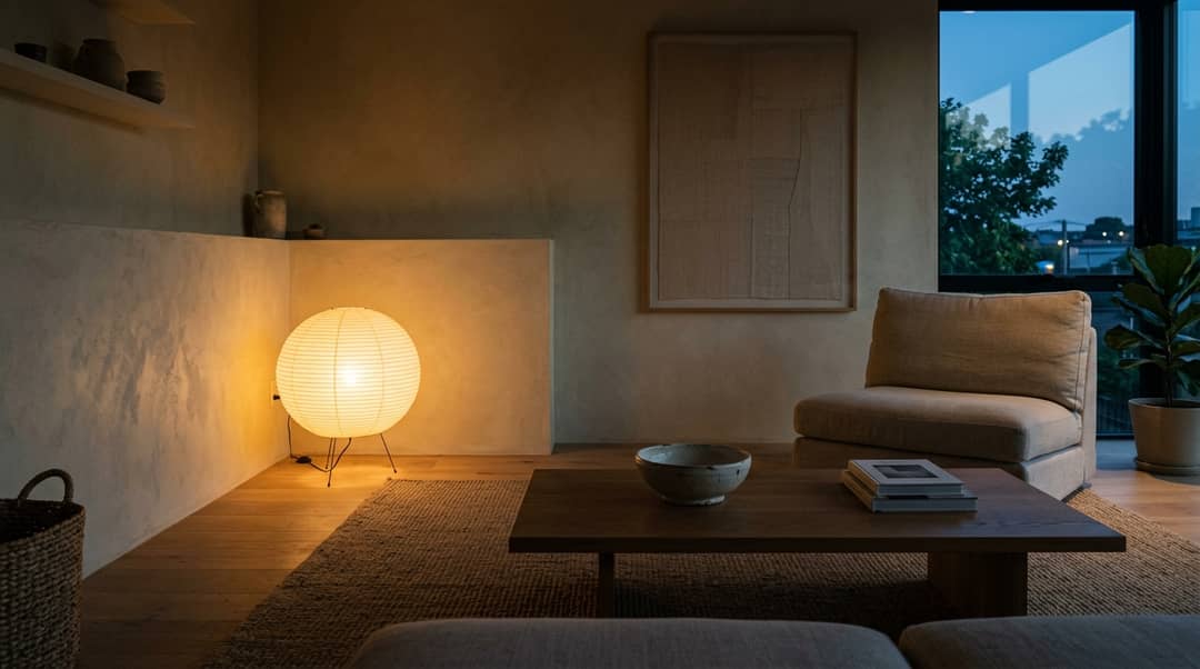 First-Person Architectural POV: Low-Level Ambient Ceramic Lamps