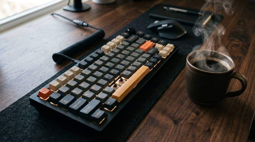 First-Person Developer POV: Mechanical Keyboard, Terminal & Coffee