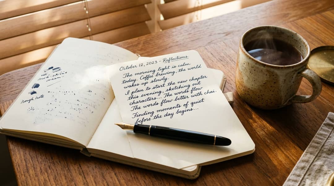 First-Person Writer POV: Morning Journal, Fountain Pen & Chai